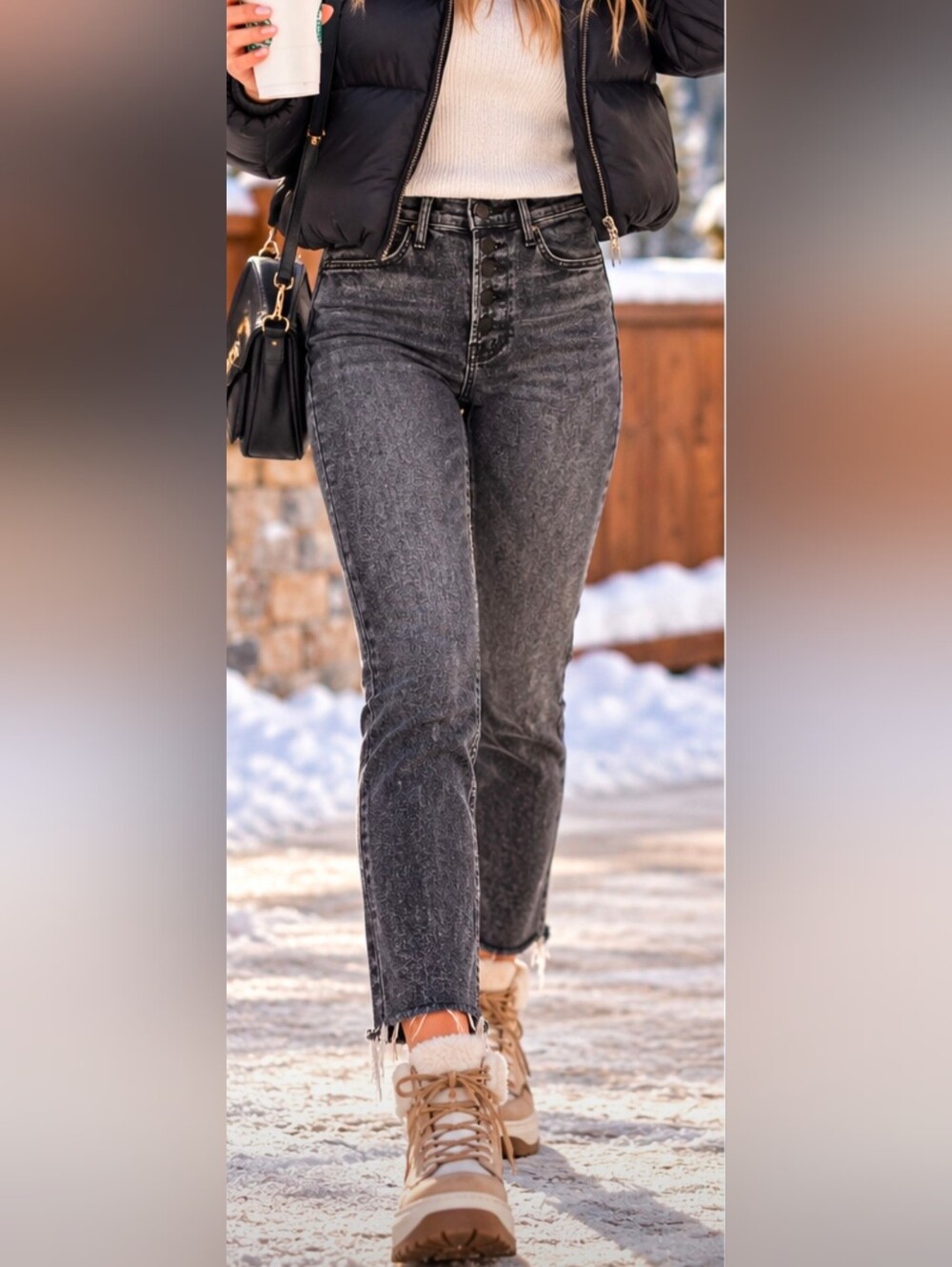 Mother The Pixie Dazzler Straight Leg Jeans in Black Waist 27